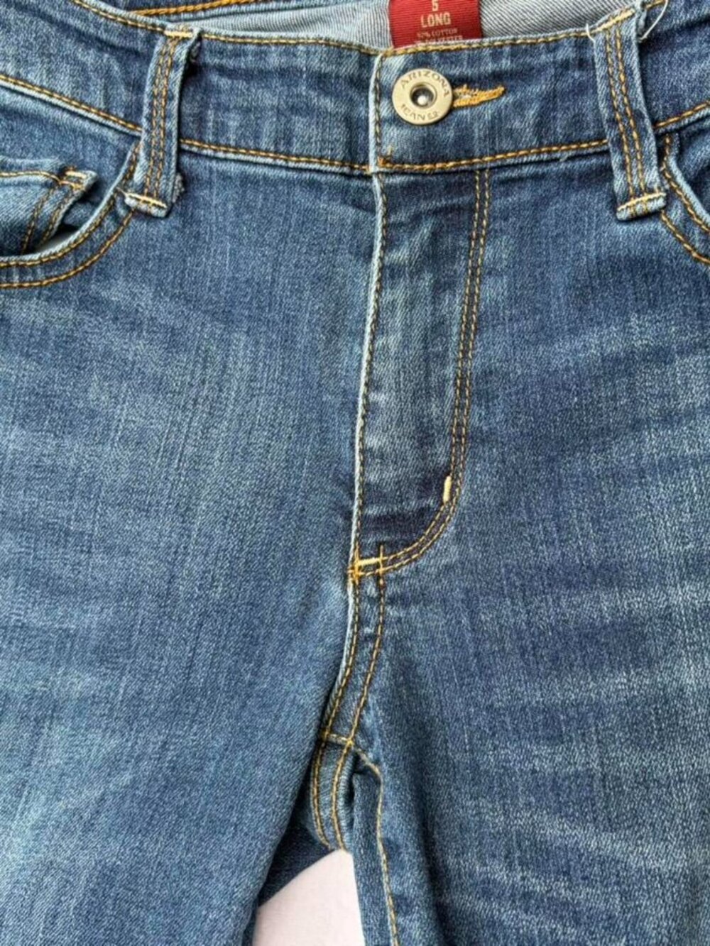 Arizona Jeans Low-rise Medium Wash Bootcut Denim Jeans Sz 5 Long y2k 2000s vtg - Picture 3 of 7